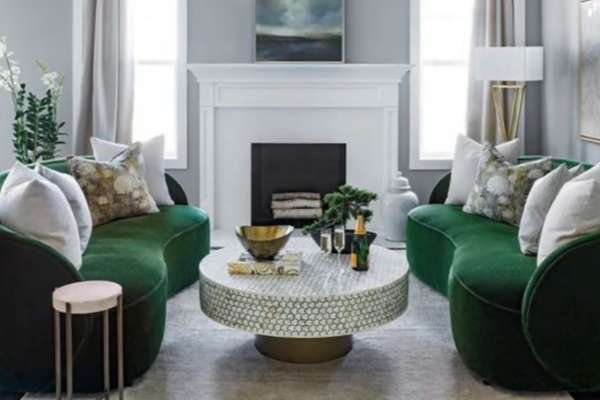 Adding a Pop of Emerald Green to a Neutral Living Room